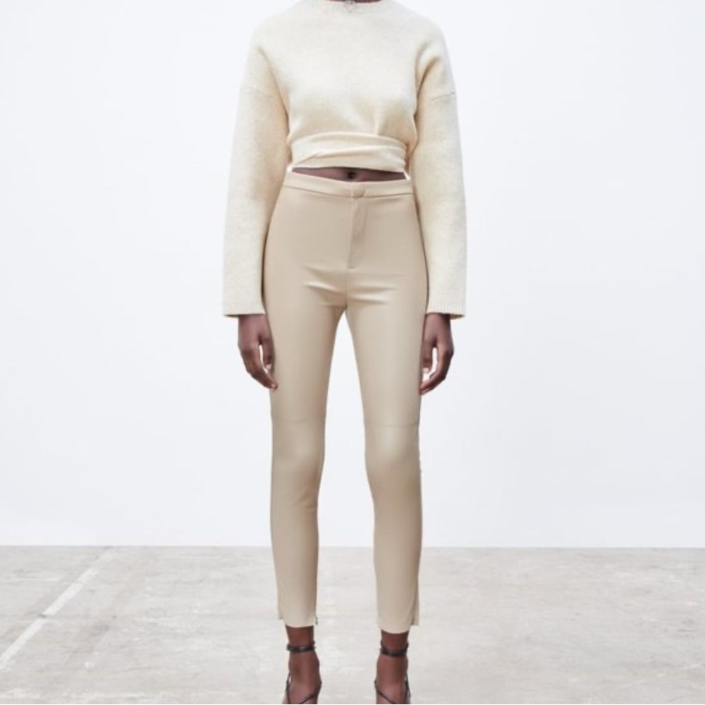 Zara Faux Leather high waisted pants - XS